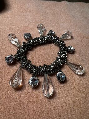 Clear Crystal Teardrop Charm Bracelet - Women Jewelry